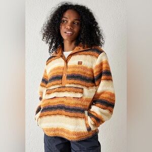 Billabong Adventure Division Sherpa Fleece Pullover Jacket XS Striped Cozy